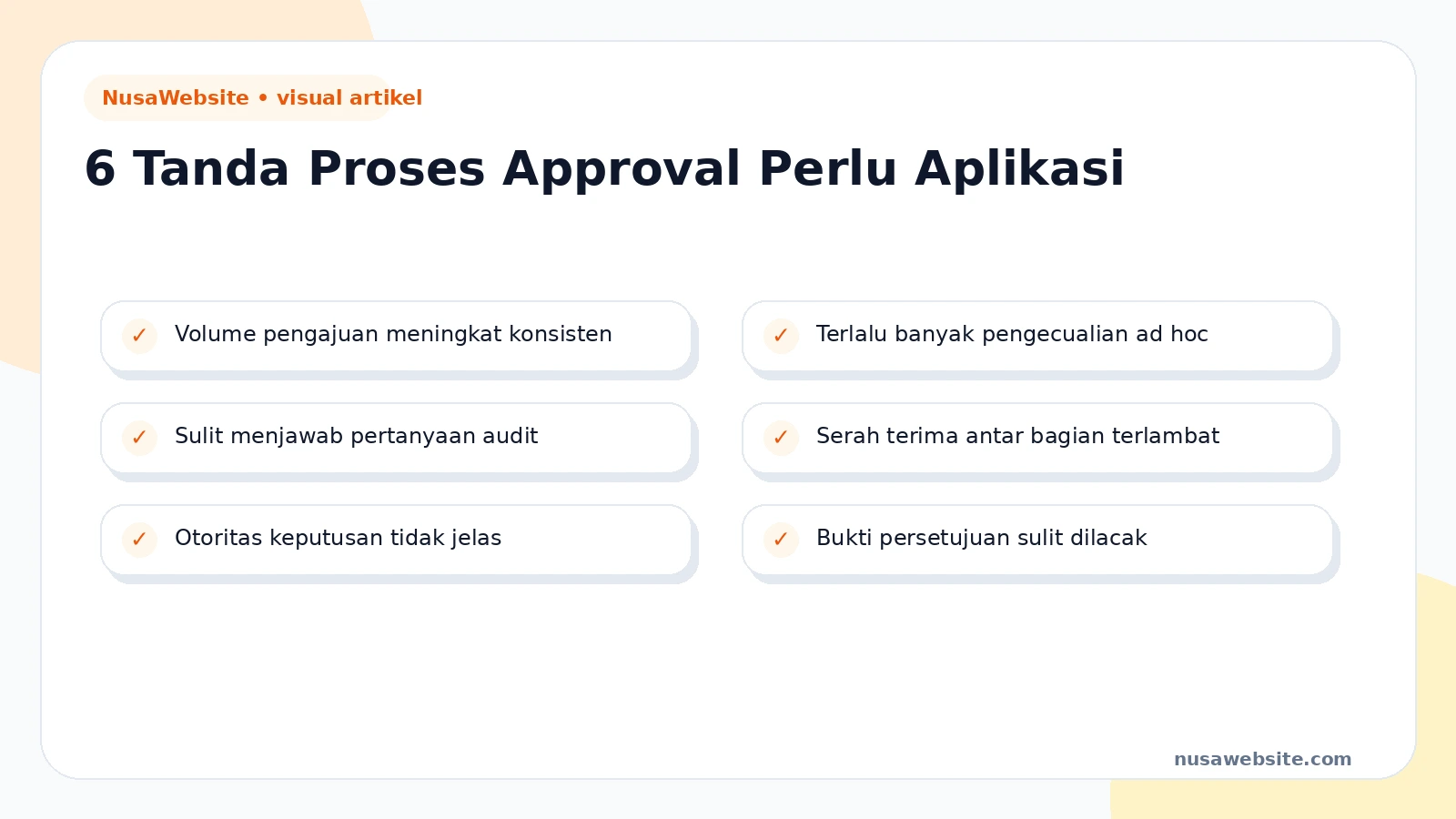 Infografis 6 tanda proses approval bisnis sudah perlu dibuatkan aplikasi digital