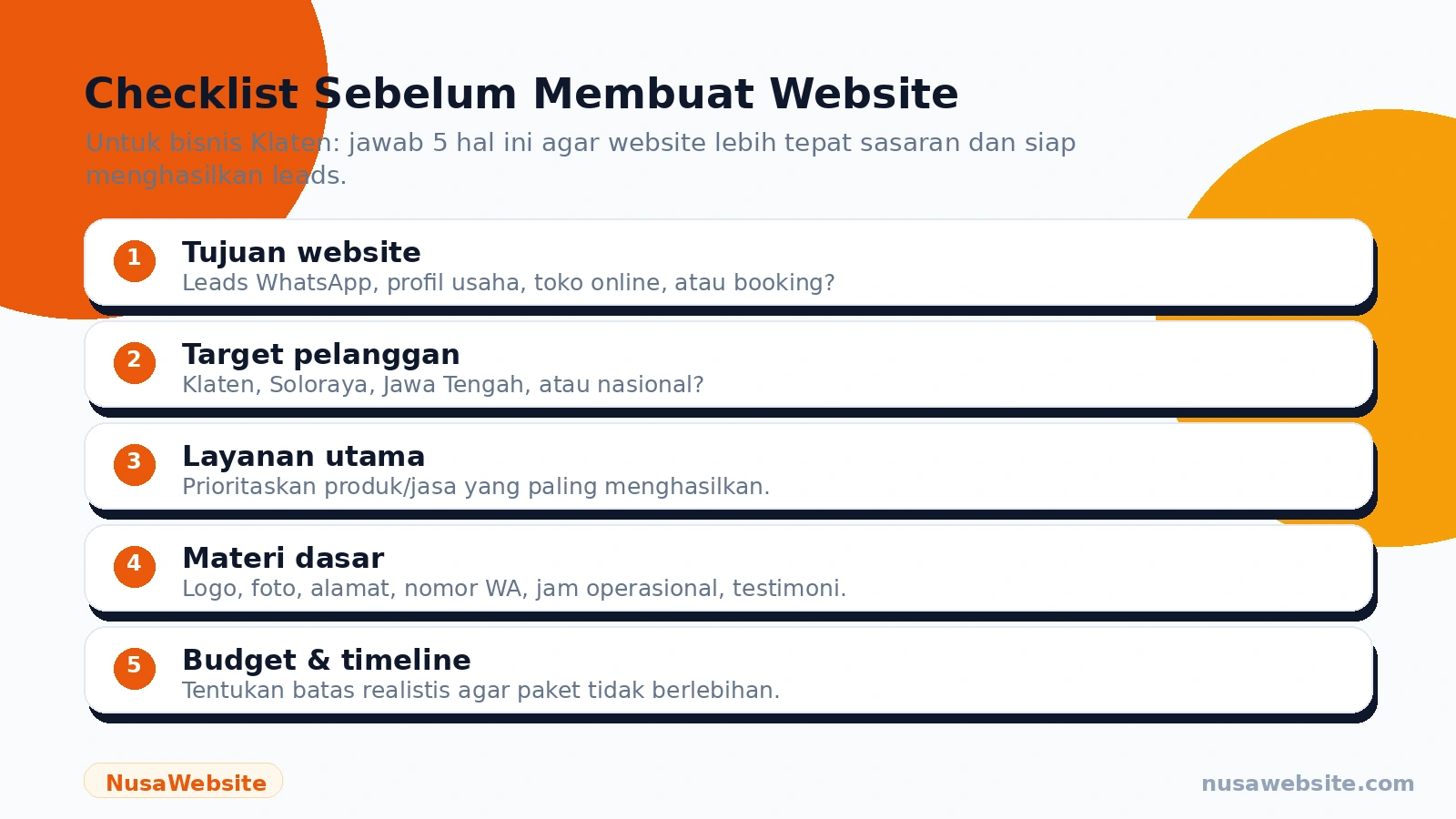 Checklist sebelum menggunakan jasa pembuatan website Klaten untuk UMKM