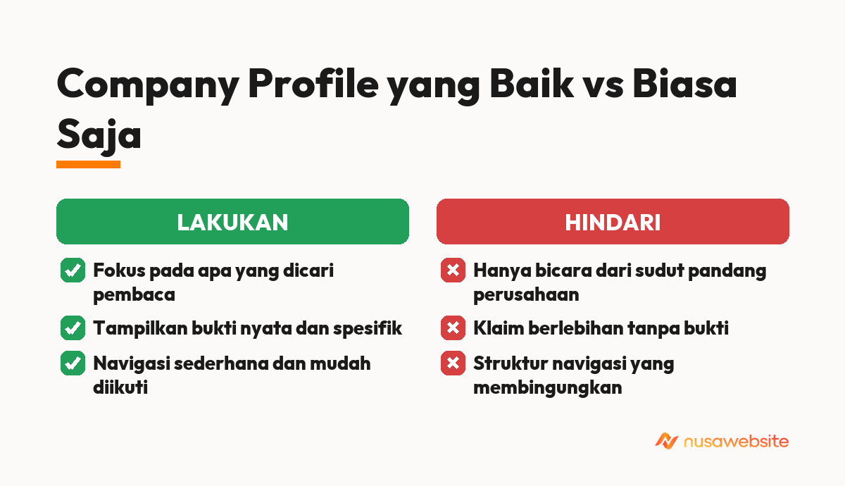 perbedaan contoh company profile yang baik dan biasa