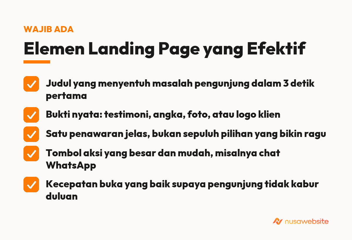 elemen landing page yang efektif