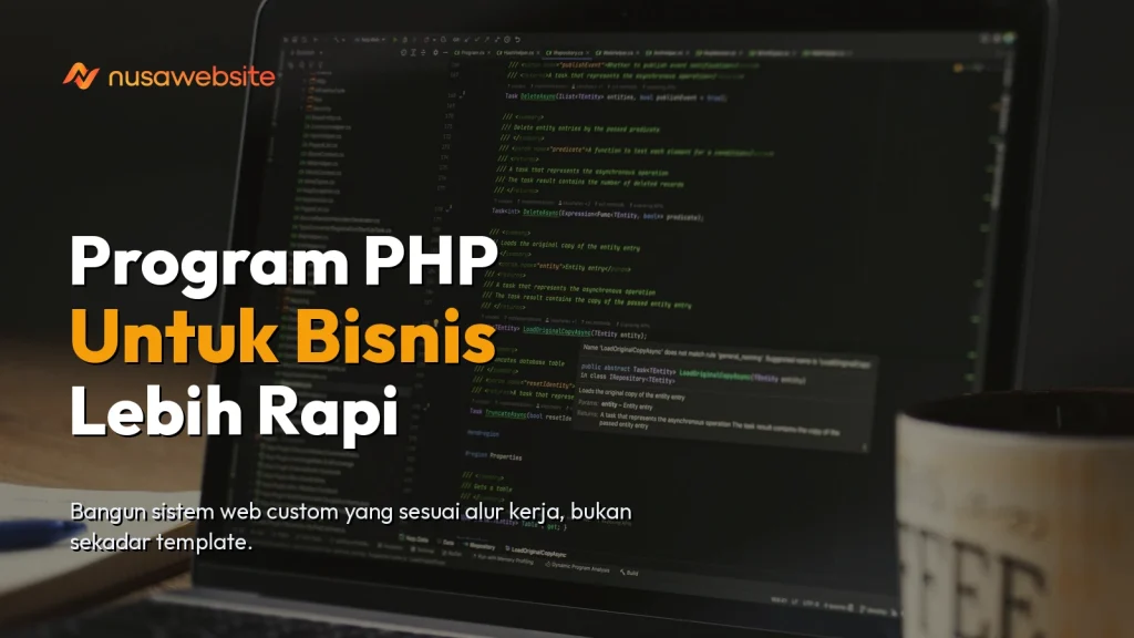 Featured image jasa pembuatan program php dengan Pexels dan single dark overlay 40 persen