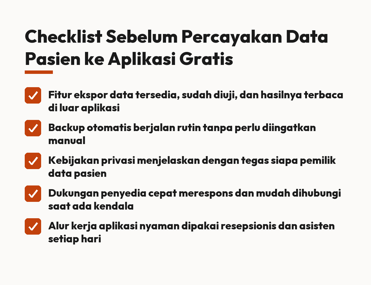 Checklist Sebelum Percayakan Data Pasien ke Aplikasi Gratis