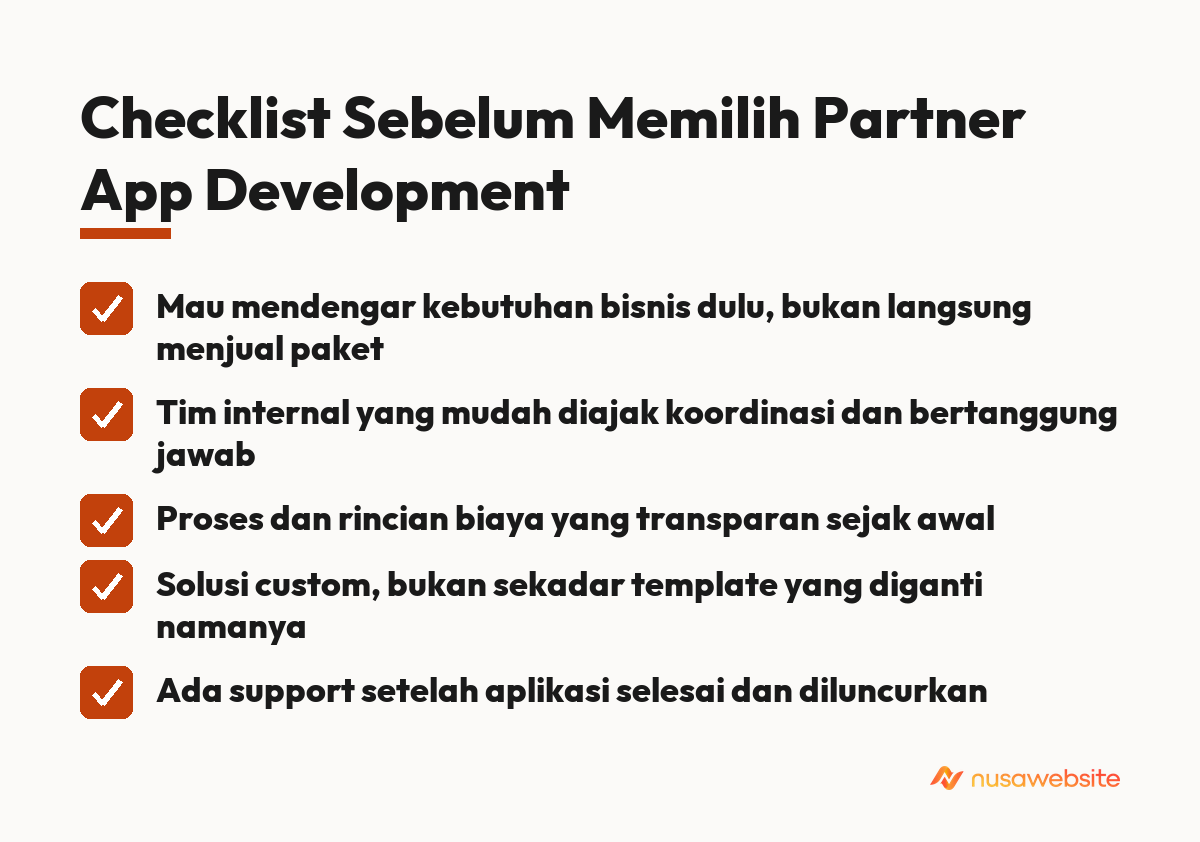 Checklist Sebelum Memilih Partner App Development