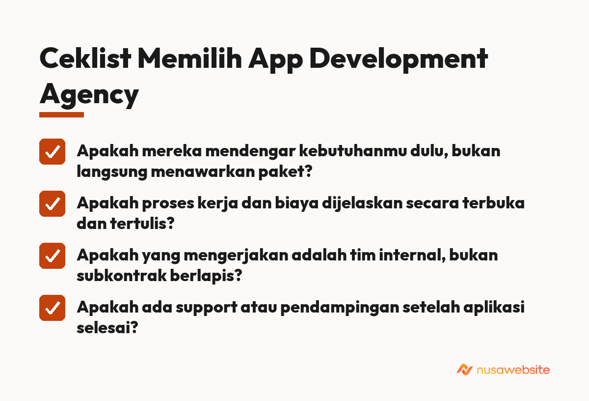 Ceklist Memilih App Development Agency