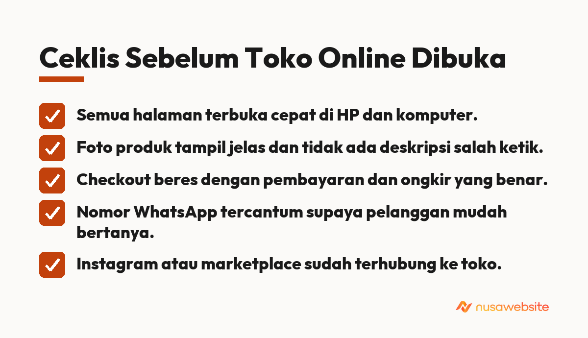 Ceklis Sebelum Toko Online Dibuka