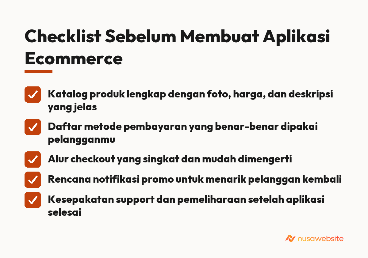 Checklist Sebelum Membuat Aplikasi Ecommerce