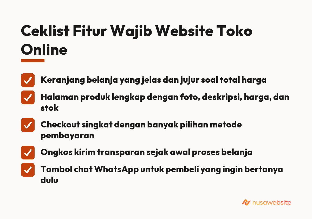 fitur wajib website toko online