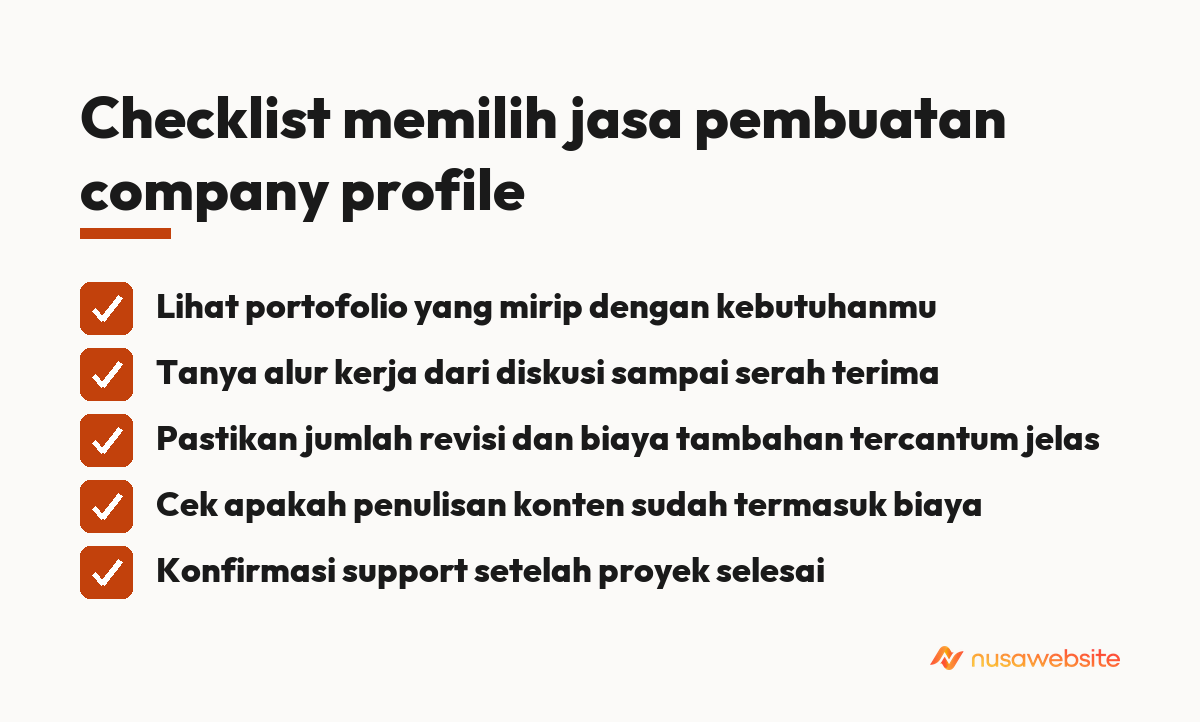 Checklist memilih jasa pembuatan company profile