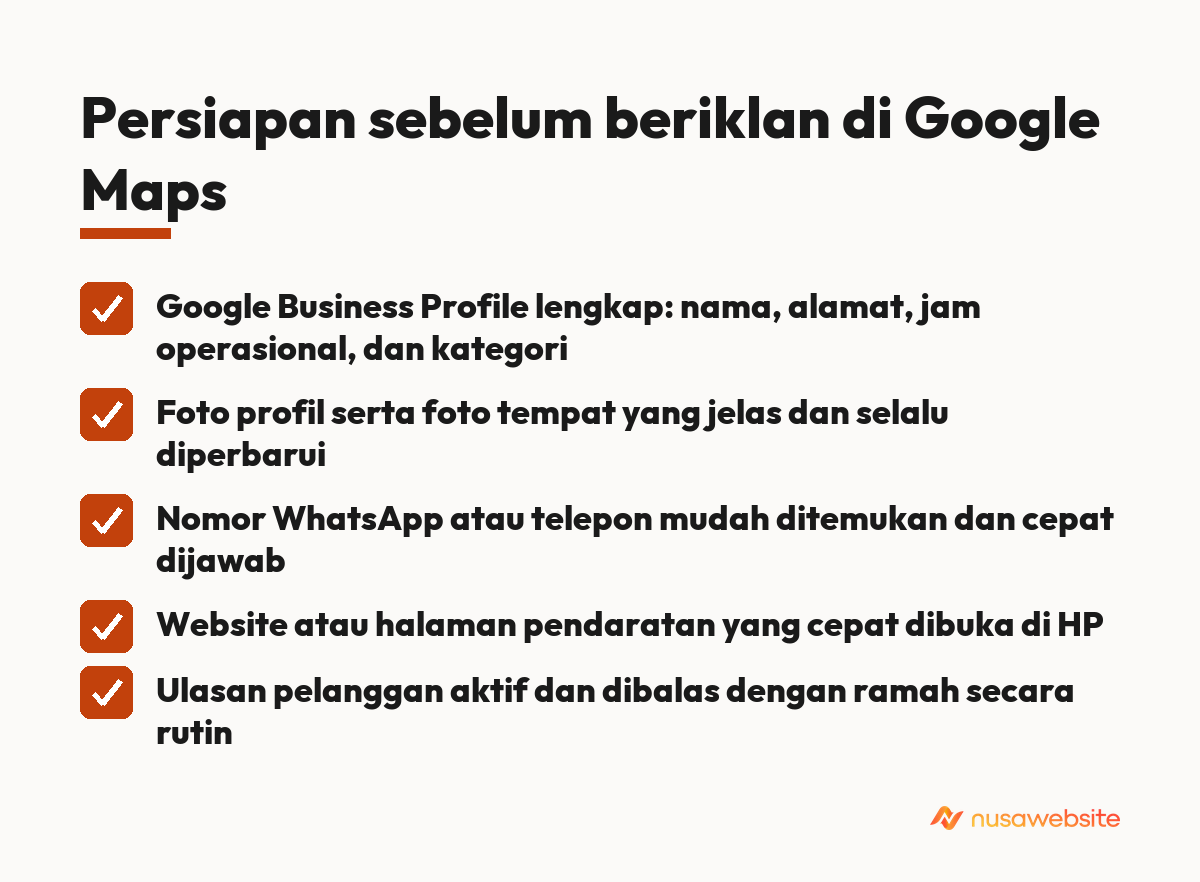 Persiapan sebelum beriklan di Google Maps