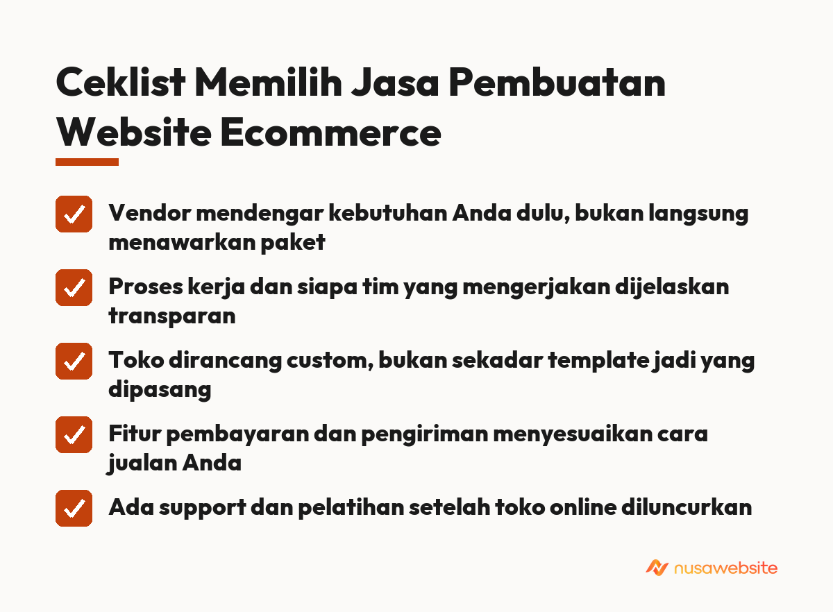 Ceklist Memilih Jasa Pembuatan Website Ecommerce