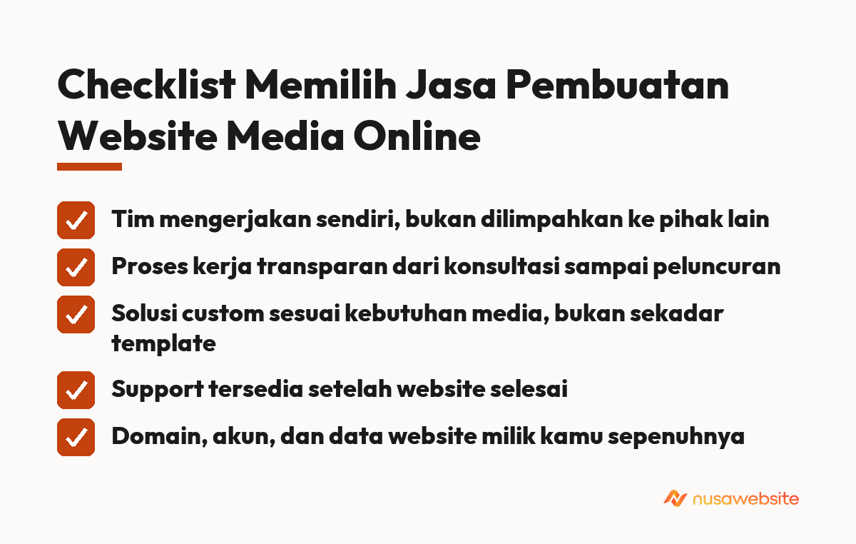 Checklist Memilih Jasa Pembuatan Website Media Online