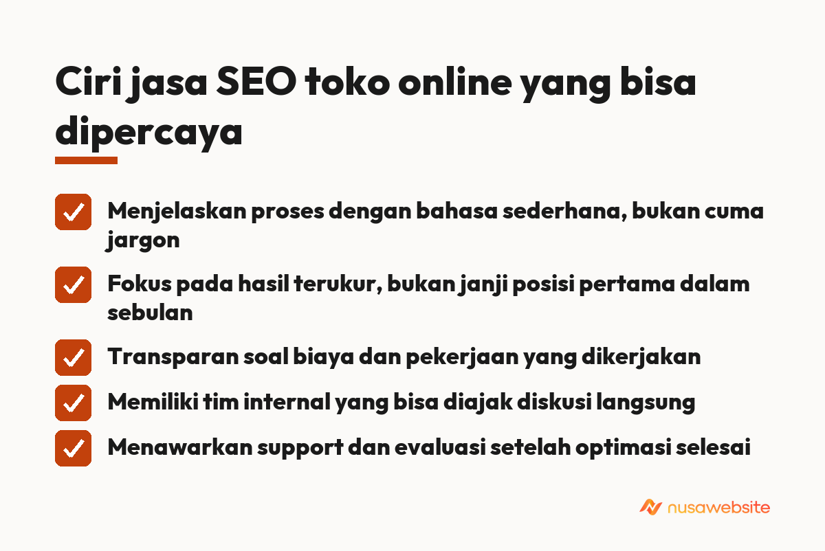Ciri jasa SEO toko online yang bisa dipercaya
