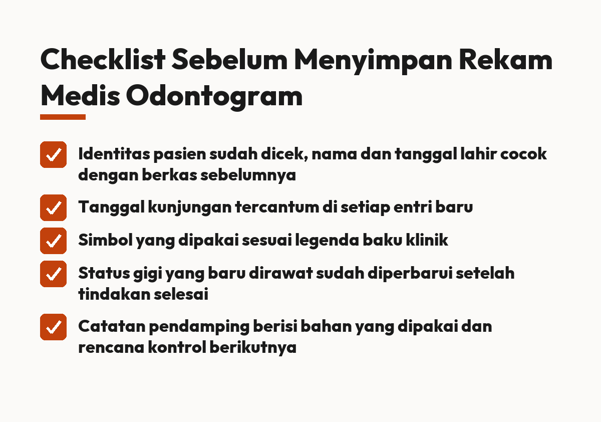 Checklist Sebelum Menyimpan Rekam Medis Odontogram