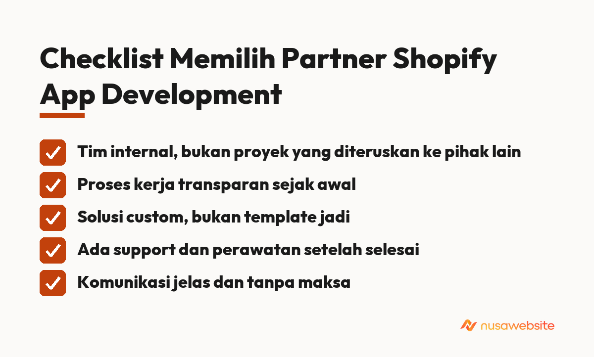 Checklist Memilih Partner Shopify App Development