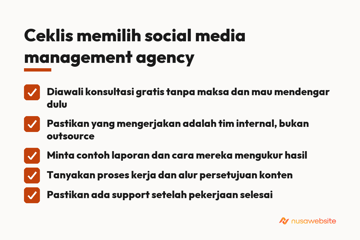 Ceklis memilih social media management agency