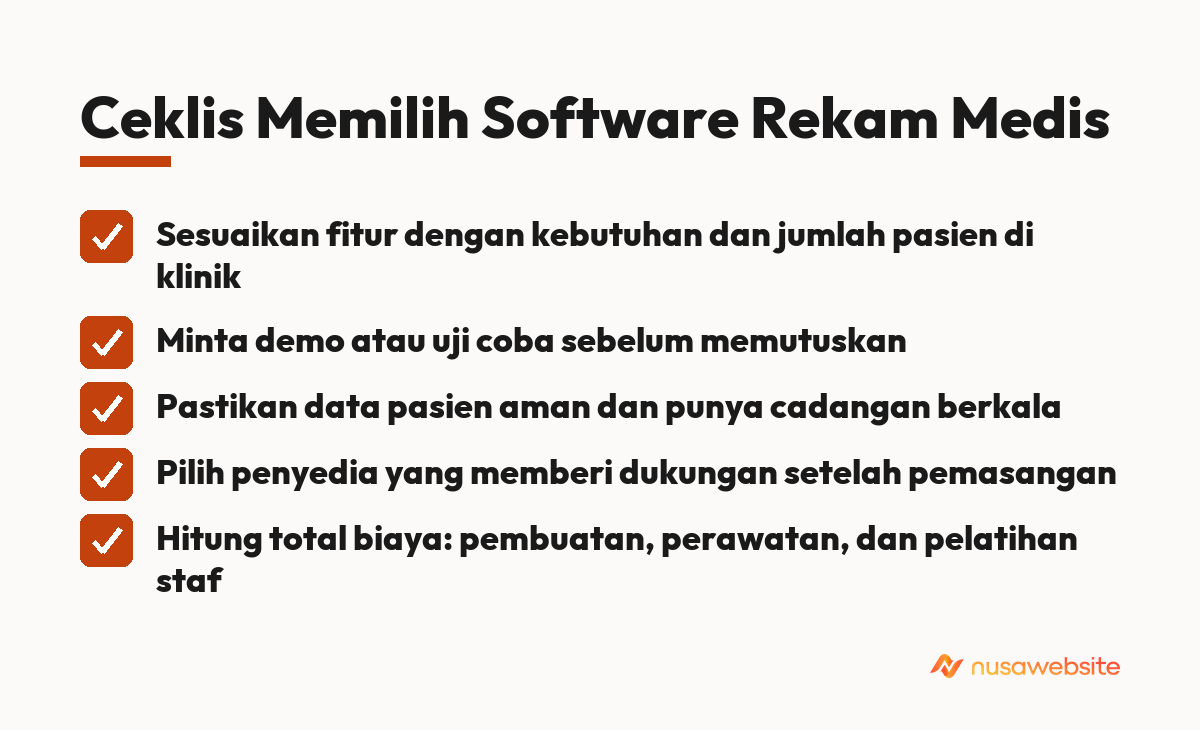 Ceklis Memilih Software Rekam Medis