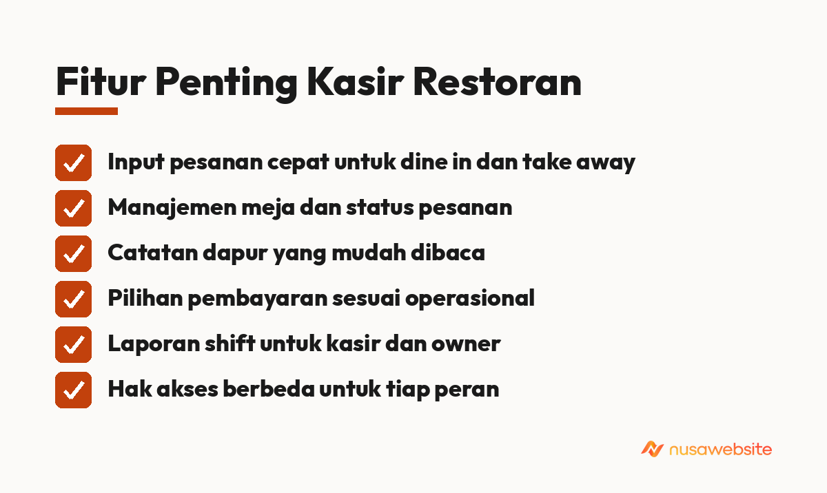Fitur Penting Kasir Restoran