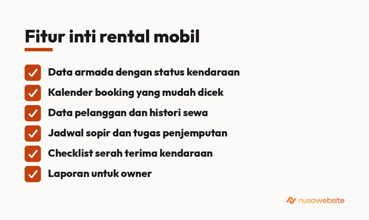 Fitur inti rental mobil - contoh aplikasi rental mobil