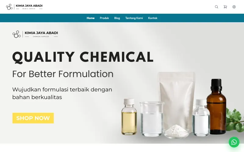 Tampilan situs Kimia Jaya Abadi