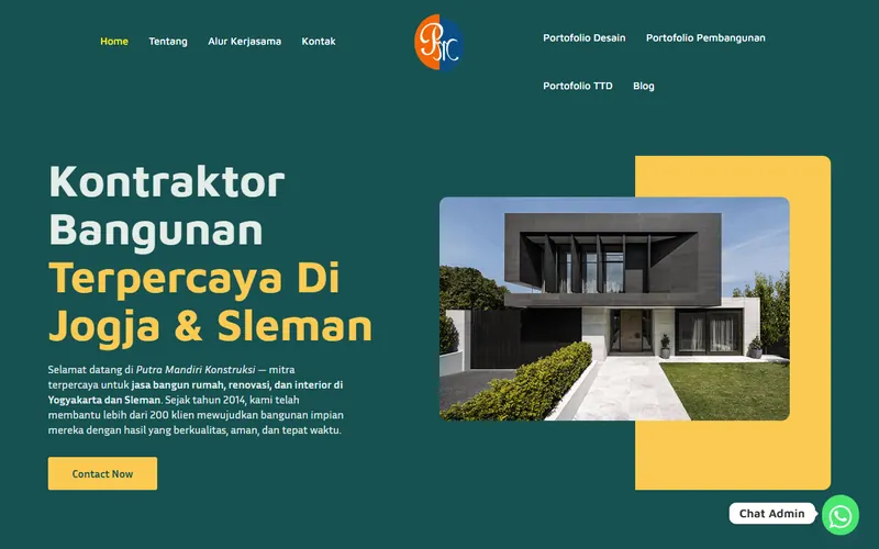 Tampilan situs Kontraktor Jogja Sleman