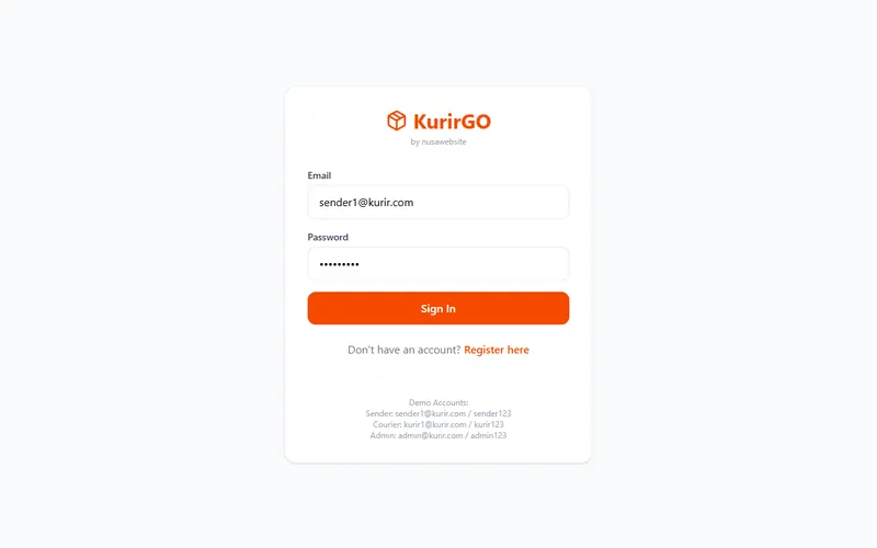 Tampilan demo KurirGO