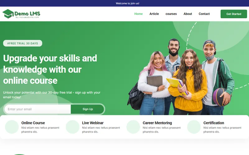 Tampilan demo Sistem Kelas Online