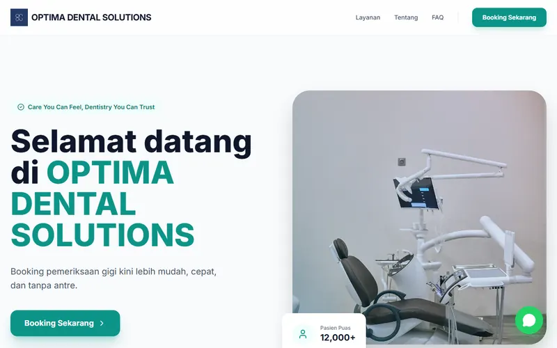 Tampilan situs Optima Dental Solutions