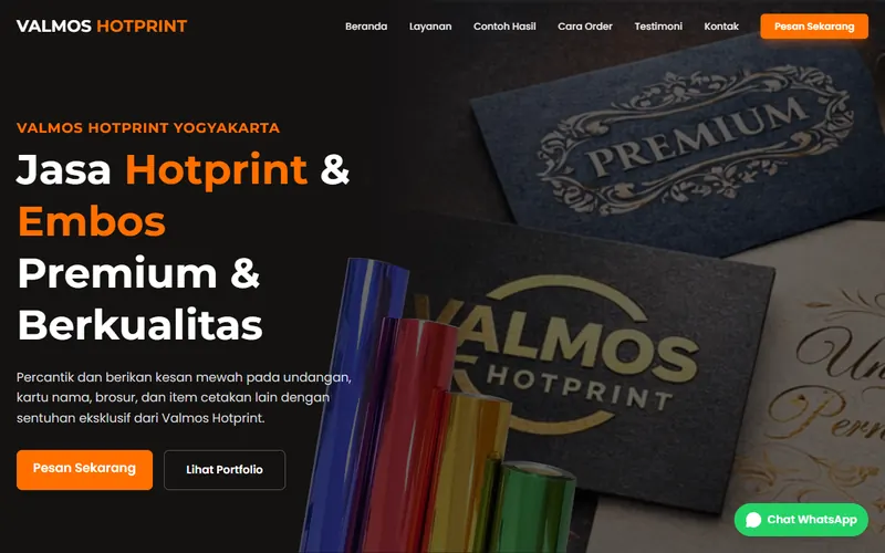 Tampilan situs Valmos Hotprint